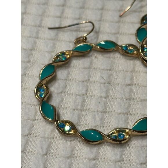 Gold tone dangle hoops - Picture 2 of 5